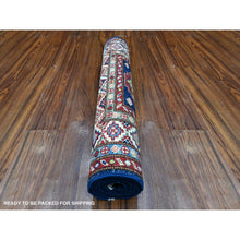 Load image into Gallery viewer, 2&#39;7&quot;x6&#39;4&quot; Yale Blue, Afghan Super Kazak With Geometric Medallions, Natural Dyes, All Wool, Hand Knotted Runner Oriental Rug FWR535344