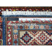 Load image into Gallery viewer, 2&#39;7&quot;x6&#39;4&quot; Yale Blue, Afghan Super Kazak With Geometric Medallions, Natural Dyes, All Wool, Hand Knotted Runner Oriental Rug FWR535344