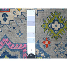 Load image into Gallery viewer, 5&#39;x6&#39;4&quot; Cloud Gray, Colorful Hand Knotted Fusion Kazak, Soft And Shiny Wool, Caucasian Medallions All Over Design, Oriental Rug FWR535374