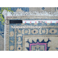 Load image into Gallery viewer, 5&#39;x6&#39;4&quot; Cloud Gray, Colorful Hand Knotted Fusion Kazak, Soft And Shiny Wool, Caucasian Medallions All Over Design, Oriental Rug FWR535374