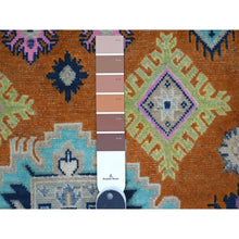 Load image into Gallery viewer, 4&#39;9&quot;x6&#39;5&quot; Alloy Orange, Hand Knotted, Pure And Shiny Wool, Caucasian Design, Fusion Kazak, Oriental Rug FWR535380