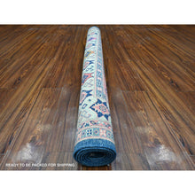 Load image into Gallery viewer, 5&#39;x6&#39;10&quot; Lowes Blue, Multiple Borders, Hand Knotted With Pop Of Color, Fusion Kazak, All Over Vibrant Caucasian Elements, Oriental Rug FWR535392