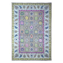 Load image into Gallery viewer, 6&#39;x8&#39;8&quot; Dorian Gray, Colorful Fusion Kazak, Hand Knotted, Organic Wool, Caucasian All Over Design, Oriental Rug FWR535398