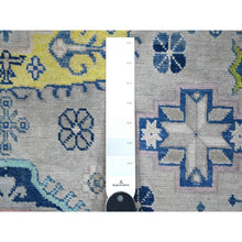 Load image into Gallery viewer, 4&#39;9&quot;x6&#39;9&quot; Stone Eagle Gray, Fusion Kazak, Soft And Velvety Wool, Hand Knotted With Colorful Caucasian Design, Oriental Rug FWR535428