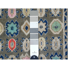 Load image into Gallery viewer, 2&#39;9&quot;x4&#39; Power Gray, Extra Soft Wool, Hand Knotted With Colorful Caucasian Design, Fusion Kazak Oriental Rug FWR535440