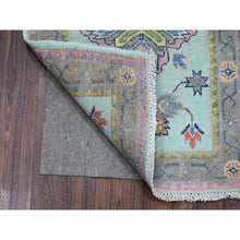 Load image into Gallery viewer, 2&#39;x2&#39;9&quot; Non Photo Blue, Hand Knotted Fusion Kazak, Pure And Soft Wool, Floral Caucasian All Over Design, Mat Oriental Rug FWR535476