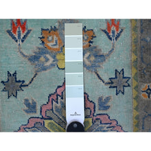 Load image into Gallery viewer, 2&#39;x2&#39;9&quot; Non Photo Blue, Hand Knotted Fusion Kazak, Pure And Soft Wool, Floral Caucasian All Over Design, Mat Oriental Rug FWR535476