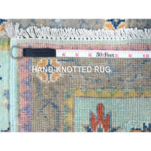 Load image into Gallery viewer, 2&#39;x2&#39;9&quot; Non Photo Blue, Hand Knotted Fusion Kazak, Pure And Soft Wool, Floral Caucasian All Over Design, Mat Oriental Rug FWR535476