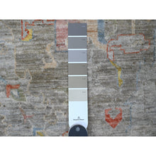 Load image into Gallery viewer, 4&#39;3&quot;x10&#39; Cloudy Gray, Fine Aryana With All Over Geometric Leaf Design, Vegetable Dyes, Hand Knotted Natural Wool, Peshawar Wide Runner Oriental Rug FWR535506