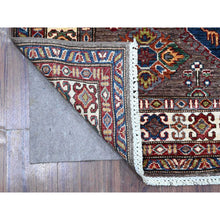 Load image into Gallery viewer, 5&#39;1&quot;x6&#39;9&quot; Cinereous Gray, Afghan Super Kazak With All Over Large Elements, Soft and Shiny Wool, Hand Knotted Vegetable Dyes Runner Oriental Rug FWR535530