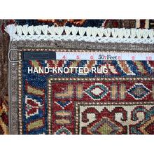 Load image into Gallery viewer, 5&#39;1&quot;x6&#39;9&quot; Cinereous Gray, Afghan Super Kazak With All Over Large Elements, Soft and Shiny Wool, Hand Knotted Vegetable Dyes Runner Oriental Rug FWR535530