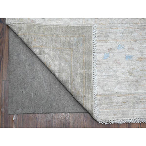 8'3"x9'10" Medium Gray, Hand Knotted Angora Oushak, Natural Dyes with All Over Rural Floral Design, Wool Weft, Afghan Oriental Rug FWR535548