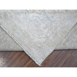 8'3"x9'10" Medium Gray, Hand Knotted Angora Oushak, Natural Dyes with All Over Rural Floral Design, Wool Weft, Afghan Oriental Rug FWR535548