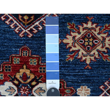 Load image into Gallery viewer, 8&#39;x8&#39; Indigo Blue, Shiny Wool, Hand Knotted, Vegetable Dyes, Super Kazak with Tribal Motifs, Oriental Square Rug FWR535650