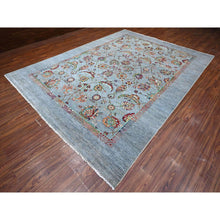 Load image into Gallery viewer, 8&#39;10&quot;x12&#39; Window Gray, Sultani Motif with Tabriz All Over Shah Abbas Flower Design Featuring a Plain Border, Soft and Vibrant Wool, Hand Knotted, Oriental Rug FWR535662