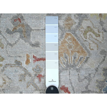 Load image into Gallery viewer, 2&#39;9&quot;x12&#39; Misty Gray, Soft Wool Foundation, Hand Knotted, Afghan Angora Oushak, Natural Dyes, Rural Floral Motifs All Over Design, Runner Oriental Rug FWR535674