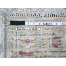 Load image into Gallery viewer, 2&#39;9&quot;x12&#39; Misty Gray, Soft Wool Foundation, Hand Knotted, Afghan Angora Oushak, Natural Dyes, Rural Floral Motifs All Over Design, Runner Oriental Rug FWR535674