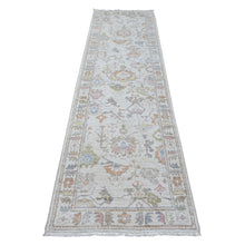 Load image into Gallery viewer, 2&#39;10&quot;x10&#39; White Sand, Hand Knotted Afghan Angora Oushak, Vegetable Dyes, Wool Weft, Rural Medallions All Over, Runner Oriental Rug FWR535698