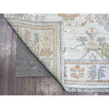 Load image into Gallery viewer, 2&#39;10&quot;x10&#39; White Sand, Hand Knotted Afghan Angora Oushak, Vegetable Dyes, Wool Weft, Rural Medallions All Over, Runner Oriental Rug FWR535698