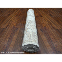 Load image into Gallery viewer, 2&#39;10&quot;x10&#39; White Sand, Hand Knotted Afghan Angora Oushak, Vegetable Dyes, Wool Weft, Rural Medallions All Over, Runner Oriental Rug FWR535698