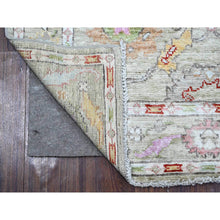 Load image into Gallery viewer, 3&#39;9&quot;x9&#39;7&quot; Sage Green, Wool Foundation, Natural Dyes, Rural Floral Design, Hand Knotted Angora Oushak, Runner Wide Gallery Oriental Rug FWR535752