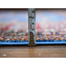 Load image into Gallery viewer, 8&#39;x8&#39; Medium Blue and Carnelian Red, Super Kazak with Colorful Repetitive Medallions Afghan Extra Soft Wool, Hand Knotted Square Oriental Rug FWR535758