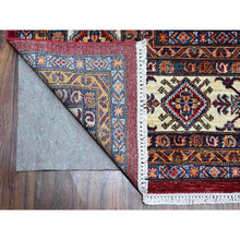 Load image into Gallery viewer, 10&#39;x10&#39; Scarlet Red, All Over Large Medallions, Hand Knotted Natural Dyes, Afghan Super Kazak, Shiny Wool, Oriental Square Rug FWR535776