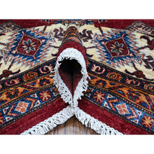 Load image into Gallery viewer, 10&#39;x10&#39; Scarlet Red, All Over Large Medallions, Hand Knotted Natural Dyes, Afghan Super Kazak, Shiny Wool, Oriental Square Rug FWR535776