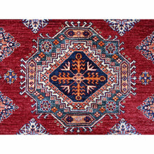 Load image into Gallery viewer, 10&#39;x10&#39; Scarlet Red, All Over Large Medallions, Hand Knotted Natural Dyes, Afghan Super Kazak, Shiny Wool, Oriental Square Rug FWR535776