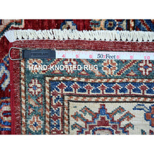 Load image into Gallery viewer, 6&#39;1&quot;x9&#39;3&quot; Currant Red With Dove White, Afghan Super Kazak Natural Dyes, Extra Soft Wool, All Over Geometric Elements With Large Central Medallion, Hand Knotted Oriental Rug FWR535806