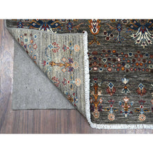 Load image into Gallery viewer, 2&#39;9&quot;x12&#39; Dim Gray, Borderless, Hand Knotted Afghan Peshawar Tree Design With Animal Figurines, Vegetable Dyes, 100% Wool, Runner Oriental Rug FWR535812