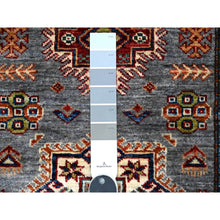 Load image into Gallery viewer, 2&#39;6&quot;x6&#39;8&quot; Oxford Gray, Hand Knotted Afghan Super Kazak With Large Medallions, Vegetable Dyes, Soft Wool, XL Runner Oriental Rug FWR535824