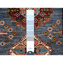 Load image into Gallery viewer, 2&#39;7&quot;x8&#39;4&quot; Thundercloud Gray and Classic White, Hand Knotted Afghan Super Kazak, Vegetable Dyes, All Over Medallions, All Wool, Runner Oriental Rug FWR535830