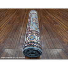 Load image into Gallery viewer, 2&#39;7&quot;x8&#39;4&quot; Thundercloud Gray and Classic White, Hand Knotted Afghan Super Kazak, Vegetable Dyes, All Over Medallions, All Wool, Runner Oriental Rug FWR535830