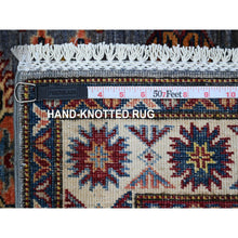 Load image into Gallery viewer, 2&#39;7&quot;x8&#39;4&quot; Thundercloud Gray and Classic White, Hand Knotted Afghan Super Kazak, Vegetable Dyes, All Over Medallions, All Wool, Runner Oriental Rug FWR535830