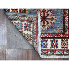 Load image into Gallery viewer, 2&#39;x6&#39;5&quot; Solitude Gray, Afghan Super Kazak, Hand Knotted Natural Dyes, Large Motifs, 100% Wool, Runner Oriental Rug FWR535836