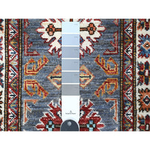 Load image into Gallery viewer, 2&#39;x6&#39;5&quot; Solitude Gray, Afghan Super Kazak, Hand Knotted Natural Dyes, Large Motifs, 100% Wool, Runner Oriental Rug FWR535836