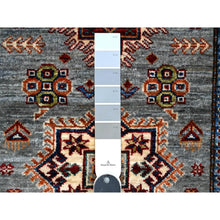 Load image into Gallery viewer, 2&#39;5&quot;x6&#39;10&quot; Whale Gray With Daisy White, Afghan Vegetable Dyes Tribal Elements All Over Super Kazak, Extra Soft Wool, Hand Knotted Runner Oriental Rug FWR535878