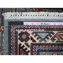 Load image into Gallery viewer, 2&#39;5&quot;x6&#39;10&quot; Whale Gray With Daisy White, Afghan Vegetable Dyes Tribal Elements All Over Super Kazak, Extra Soft Wool, Hand Knotted Runner Oriental Rug FWR535878