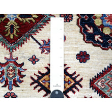 Load image into Gallery viewer, 6&#39;x6&#39; White Pepper, Soft And Velvety Wool Super Kazak Geometric Patterns Afghan Hand Knotted Vegetable Dyes Square Oriental Rug FWR535968