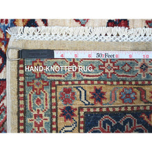 Load image into Gallery viewer, 6&#39;x6&#39; White Pepper, Soft And Velvety Wool Super Kazak Geometric Patterns Afghan Hand Knotted Vegetable Dyes Square Oriental Rug FWR535968