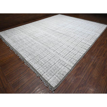 Load image into Gallery viewer, 12&#39;2&quot;x15&#39;9&quot; Gesso White, Beni Ourain Moroccan Weave, Vegetable Dyes, Hand Knotted Vertical Line Pattern, Extra Soft Wool, Oversized Oriental Rug FWR536010