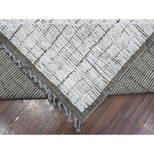 Load image into Gallery viewer, 12&#39;2&quot;x15&#39;9&quot; Gesso White, Beni Ourain Moroccan Weave, Vegetable Dyes, Hand Knotted Vertical Line Pattern, Extra Soft Wool, Oversized Oriental Rug FWR536010