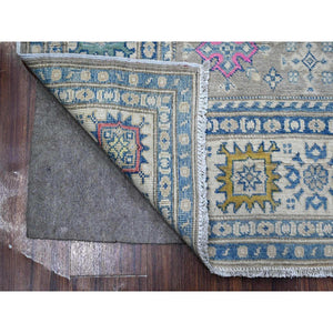 5'x6'8" Dorian Gray, Caucasian Design, Hand Knotted, Fusion Kazak, All Natural Wool, Oriental Rug FWR536040