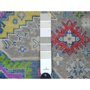 5'x6'8" Dorian Gray, Caucasian Design, Hand Knotted, Fusion Kazak, All Natural Wool, Oriental Rug FWR536040