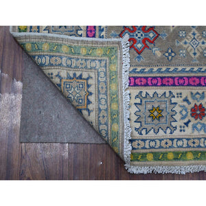 5'x6'8" Thunder Gray, Hand Knotted Velvety Wool, All Over Vibrant Caucasian Design, Fusion Kazak, Oriental Rug FWR536052