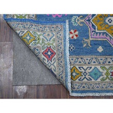 Load image into Gallery viewer, 5&#39;x6&#39;5&quot; Air Superiority Blue, Pure And Shiny Wool, Caucasian Design With Large Centre Geometric Medallion, Hand Knotted, Fusion Kazak, Oriental Rug FWR536058