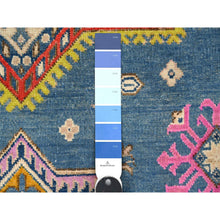 Load image into Gallery viewer, 5&#39;x6&#39;5&quot; Air Superiority Blue, Pure And Shiny Wool, Caucasian Design With Large Centre Geometric Medallion, Hand Knotted, Fusion Kazak, Oriental Rug FWR536058