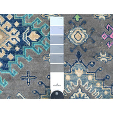 Load image into Gallery viewer, 5&#39;6&quot;x7&#39;7&quot; Dark Silver Gray, Hand Knotted Soft And Vibrant Wool, Colorful Caucasian Design, Fusion Kazak Oriental Rug FWR536070