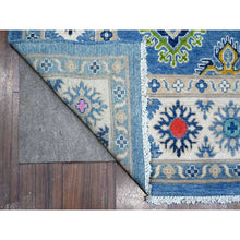 Load image into Gallery viewer, 5&#39;5&quot;x7&#39;9&quot; Ruddy Blue And Daisy White, All Over Colorful Caucasian Motifs Design, Hand Knotted, Fusion Kazak With Soft And Organic Wool, Oriental Rug FWR536076